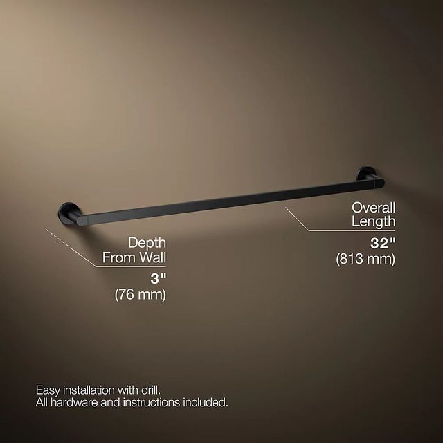 KOHLER® Composed® Matte Black 30" Towel Bar-4