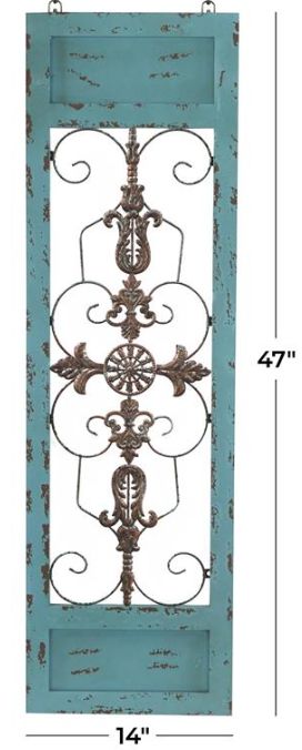 Deco Marche Scroll Arabesque Teal Wall Art Panel-3