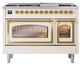 Ilve® Nostalgie II Noblesse 48'' Antique White Pro Style Dual Fuel Range with Brass Trim-1