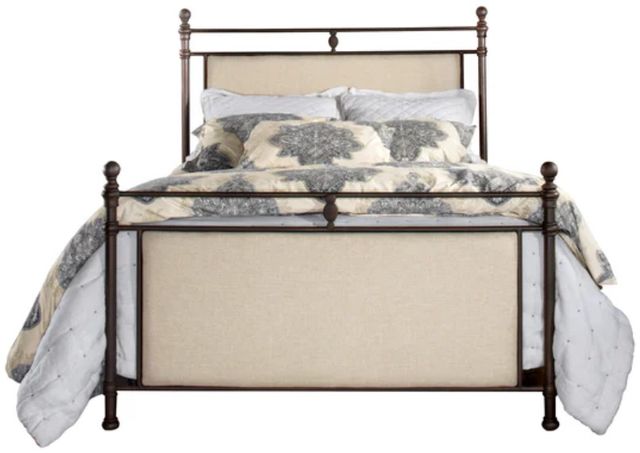 HH2 Home Asley Rustic Brown/Stone Colored King Upholstered Panel Bed-1