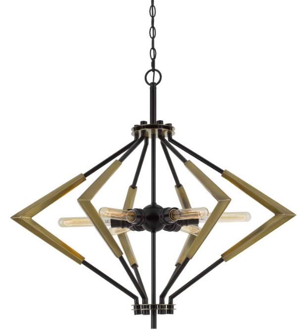Cal® Lighting & Accessories Malounta Antique Brass/Black Chandelier-0