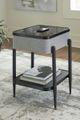 Signature Design by Ashley® Jorvalee Black Glass Accent Table with Gray Accent -4