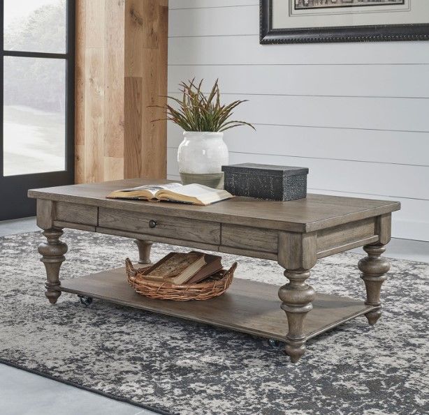 Liberty Furniture Americana Farmhouse Dusty Taupe Rectangular Cocktail Table-1