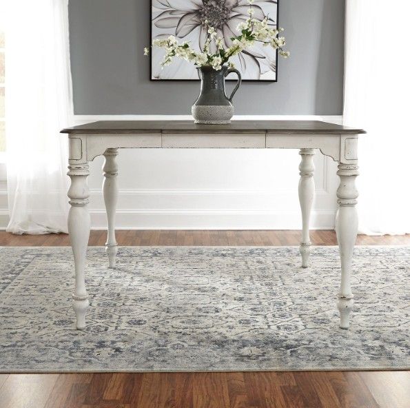 Liberty Furniture Magnolia Manor Weathered Bark Gathering Table with Antique White Base-1
