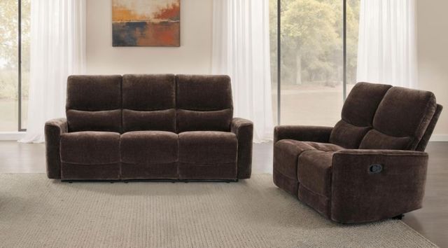 Coaster® Navarro 2-Piece Dark Brown Manual Upholstered Reclining Sofa Set-1