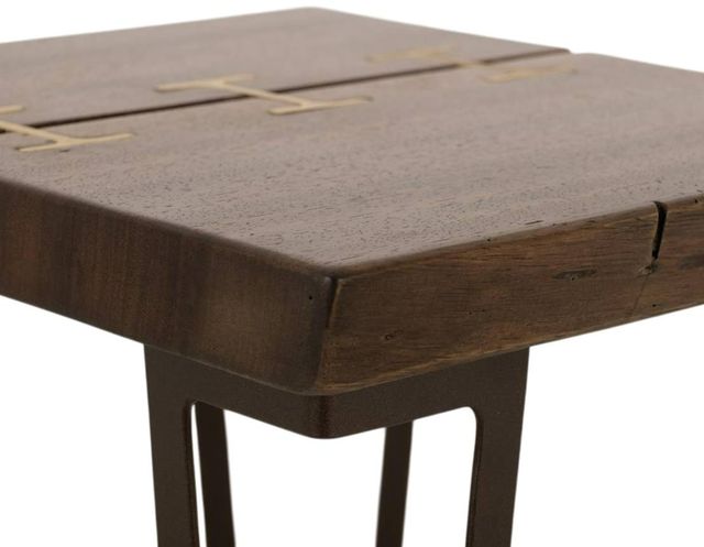International Furniture Direct Walnut Reddish Brown Chairside Table with Black Base-4