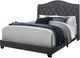 Monarch Specialties Inc. Dark Grey Linen with Chrome Trim Queen Bed-0