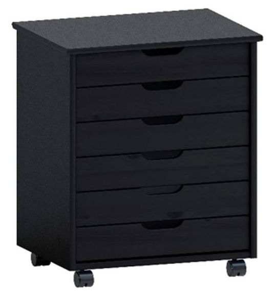 Linon Rudy Black Wide Rolling Storage Cart