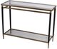 A & B Home Glass Top Console Table with Black and Gold Frame -0