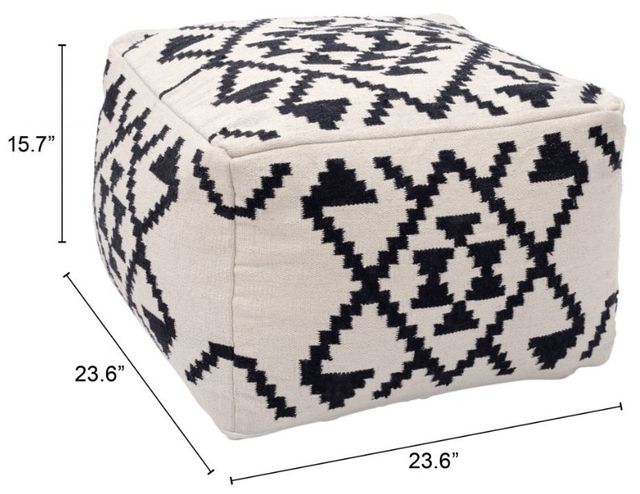 Zuo® Modern Lizardo Beige Black Ottoman-3