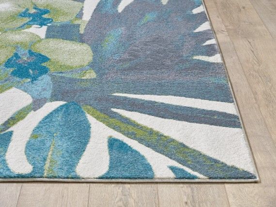 KAS Rugs Stella Ivory/Green Tropical 5'x8' Area Rug-1