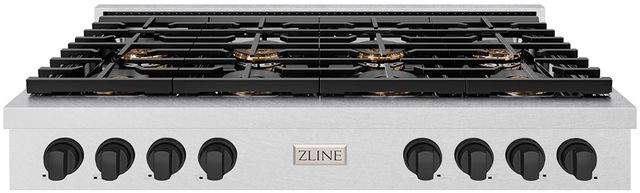 ZLINE Paramount 48" Satin Stainless Steel Gas Rangetop with Matte Black Accents-0