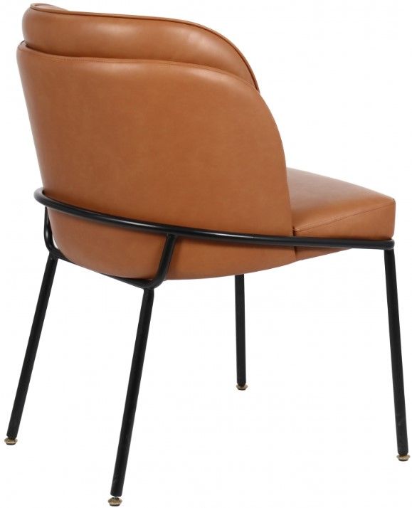 Meridian Furniture Jagger Cognac/Matte Black Vegan Leather Dining Side Chair-4