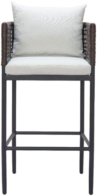 Zuo® Modern Palm Paradise Black/Gray Aluminum Outdoor Barstool-1