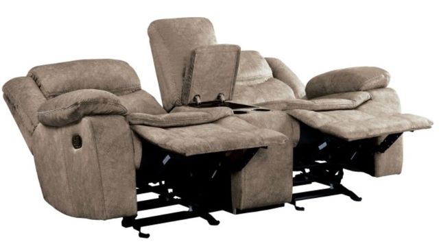 Homelegance® Bastrop Brown 79'' Double Manual Glider Reclining Loveseat with Center Console-3