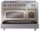 Ilve® Nostalgie II Noblesse 48'' Stainless Steel Pro Style Dual Fuel Range with Brass Trim-3