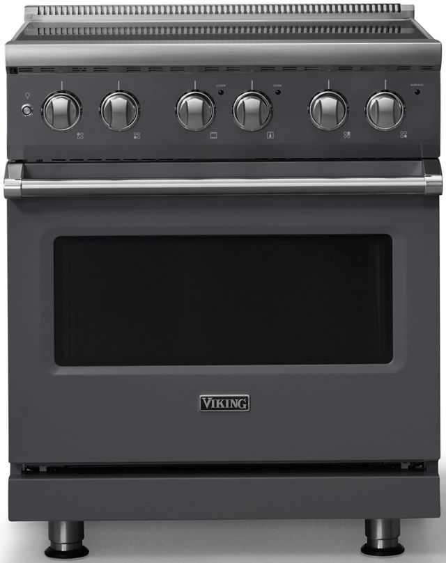Viking® 5 Series 30" Cast Black Pro Style Electric Range with Polished Chrome Trim-0