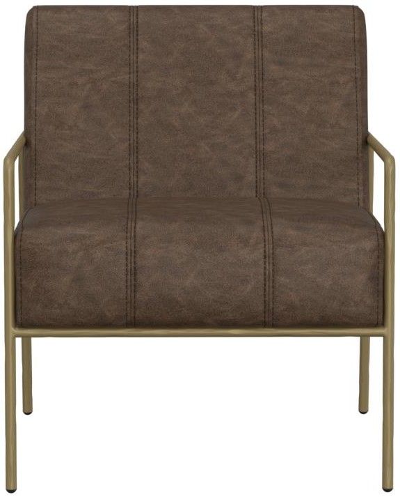 International Furniture Direct Aragon Dark Brown/Blacksmithing Gold Accent Chair-1