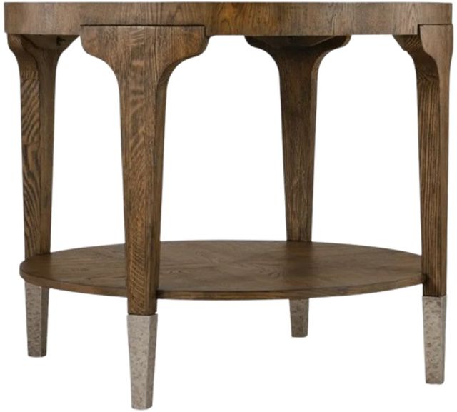 Hooker® Furniture Chapman Sorrel Round Side Table with Forged Pewter Base-0