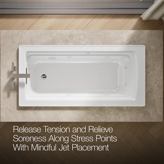 KOHLER® Archer® White 66" x 32" Drop-In Heated Whirlpool Bath-1