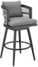 Armen Living Zella Black/Gray Aluminum/Fabric Outdoor Swivel Bar Stool-0