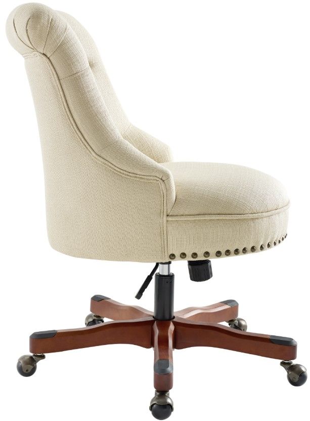 Linon Sinclair Beige/Dark Walnut Office Chair-4