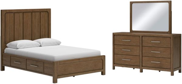 Front view of the Signature Design by Ashley® Cabalynn 3-Piece Light Brown Queen Panel Bedroom Set