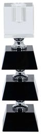 A & B Home Black/Clear Three Tiered Square Candle Holder-1