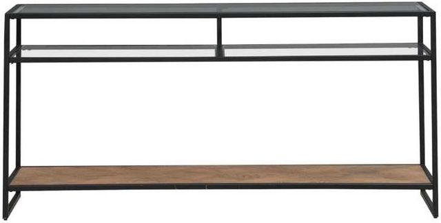Liberty Furniture Bedford Glass Top Sofa Table with Black/Weathered Oak Base-2