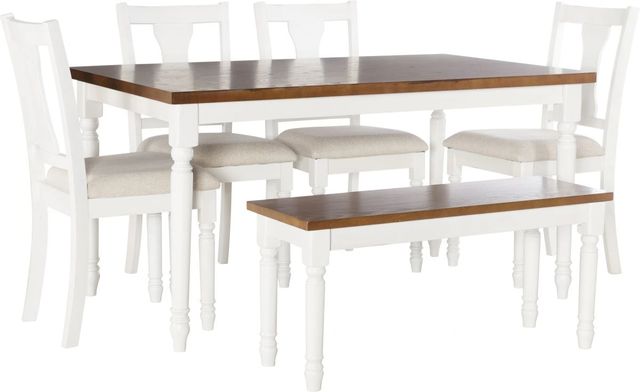 Powell® Willow 6-Piece Honey Brown/Vanilla White Dining Set-0