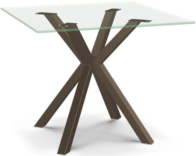 Amisco Customizable Asterisk Clear Glass Square Table with Starburst Stand-0