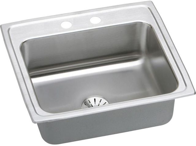 Elkay Lustertone® Classic Lustrous Satin 22" x 19-1/2" x 7-5/8" 2-Hole Single Bowl Drop-In Sink with Perfect Drain®-0