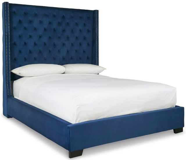 Signature Design by Ashley® Coralayne 5-Piece Blue/Silver Queen Upholstered Bed Set-1