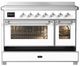 Ilve® Majestic III 48" White Pro Style Induction Range with Triple Glass Door and Chrome Trim-2