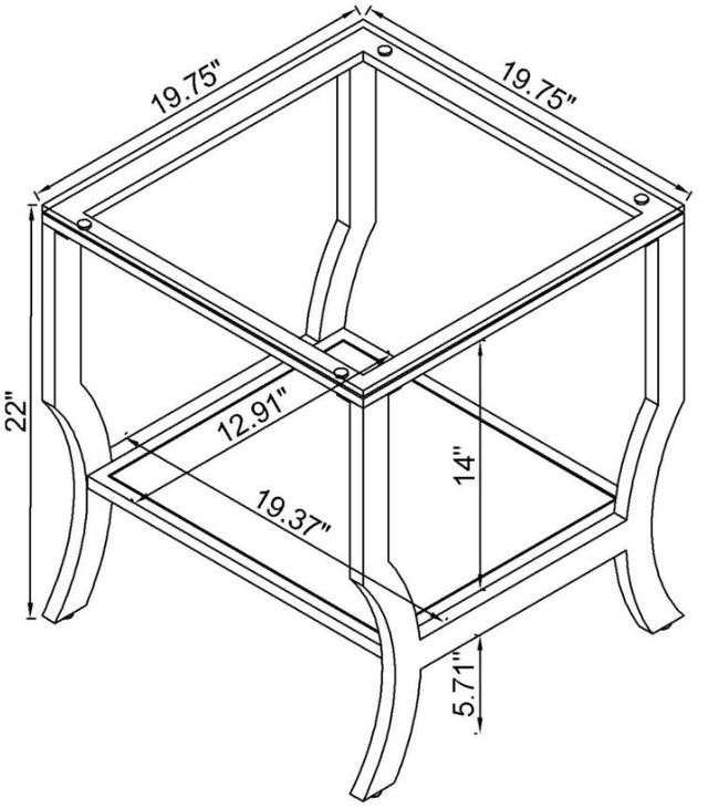 Coaster® Saide 3-Piece Tempered Glass Top Occasional Table with Chrome Base Set-2