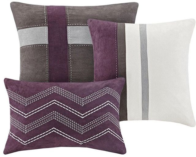 Olliix by Madison Park 7 Piece Purple King Palisades Faux Suede Comforter Set-3
