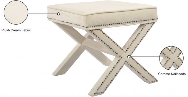 Meridian Furniture Nixon Cream Velvet Stool-3
