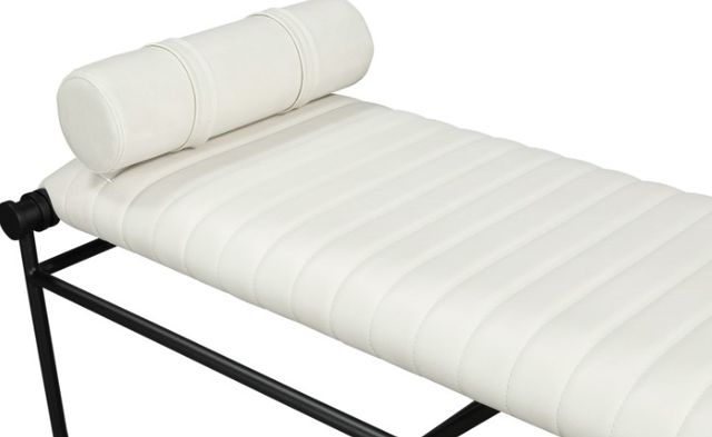 Meridian Furniture Gatsby Cream/Matte Black Vegan Leather Bench-3