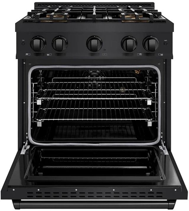 ZLINE 30" 4.2 cu. ft. Classic Gas Range with 4 Burner DuoPro™ Cooktop and Convection Gas Oven in Black Stainless Steel-1