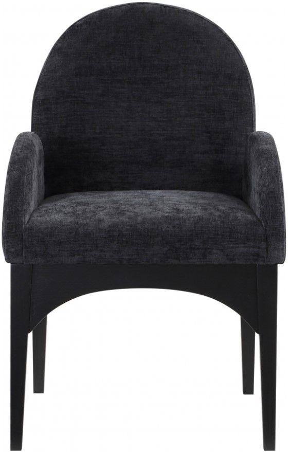 Meridian Furniture Waldorf Black Chenille Upholstered Dining Arm Chair-1