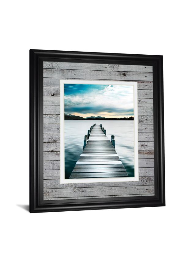 Classy Art “Jetty” By Interfoto – Danita Delimont Blue 34 in. x 40 in. Framed Print Wall Art-1