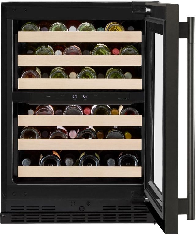 Kitchenaid® 24" Black Ore Built-In Wine Cooler With Full-Extension Wood-Front Racks-1