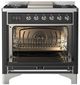 Ilve® Majestic III 36" Graphite Matte Pro Style Dual Fuel Liquid Propane Range with 6 Black Brass Burners and Chrome Trim-1