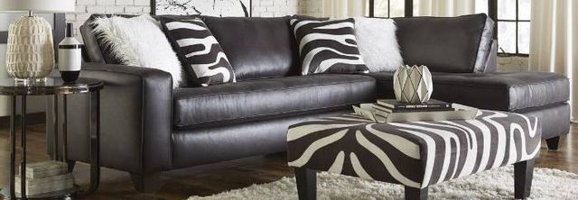 Inspired Home 2227 2-Piece Crow Black L-Shape Sectional and Chaise-0