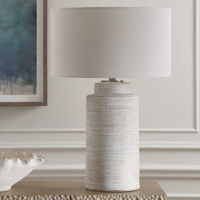 Uttermost® Crimp Distressed Ivory Glaze Table Lamp-2