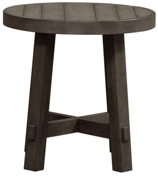 Liberty Furniture Modern Farmhouse Dusty Charcoal Splay Round End Table-2