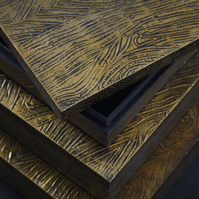 Signature Design by Ashley® Keldy 3-Piece Antique Brass Box Set-4