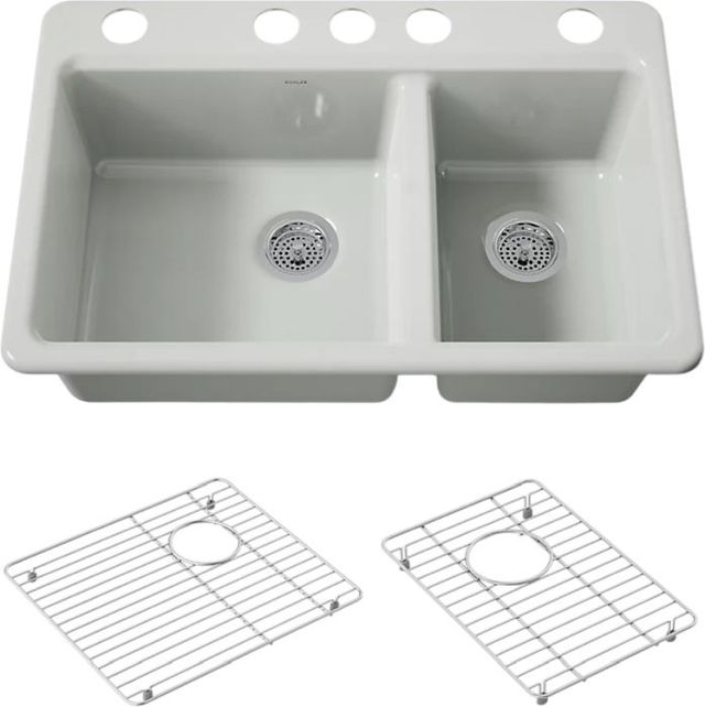 KOHLER® Riverby® Sea Salt 33" Undermount Double-Bowl Kitchen Sink-0