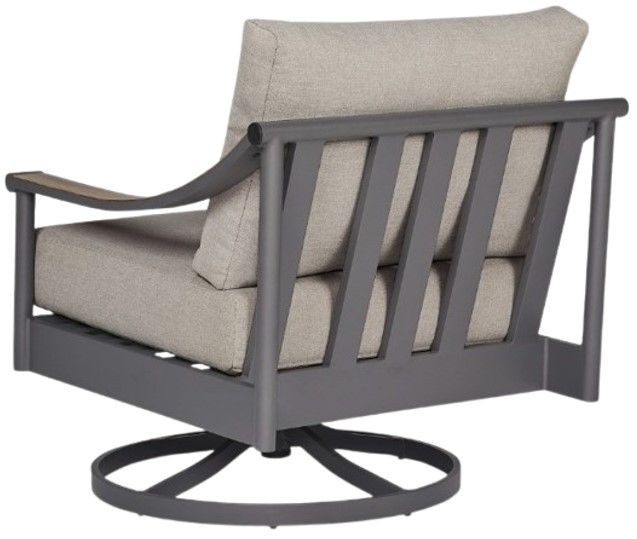 Signature Design by Ashley® Ocean Beach Gray Aluminum/Fabric Outdoor Swivel Lounge Chair-3