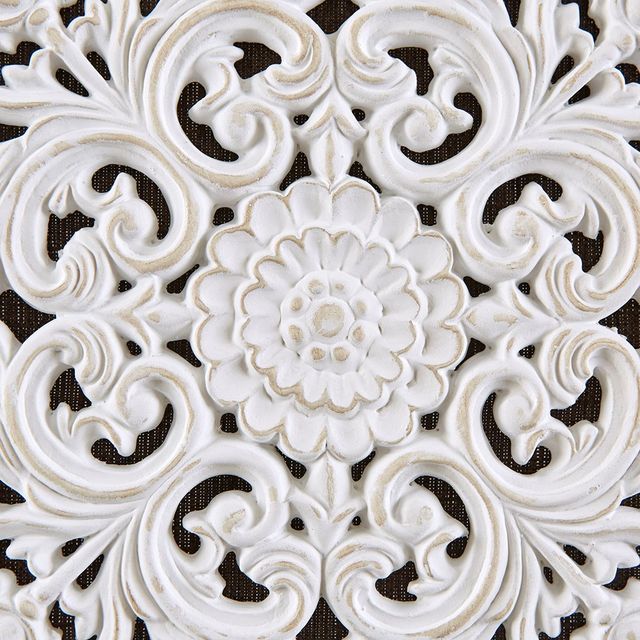 Olliix by Madison Park White Mandala Trinity 3 Piece White and Brown 3D Embellished Linen Canvas-4